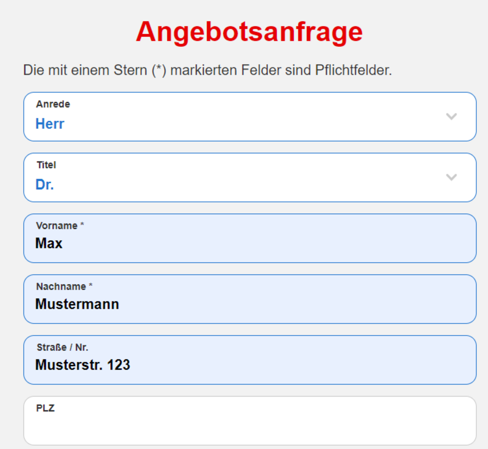 Angebotsformular